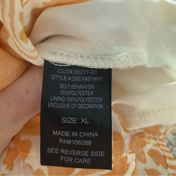 Trixxi Orange Cream Smocked Midi Dress Size XL - Image 6