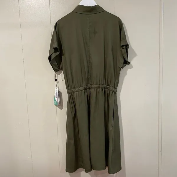 Tommy Hilfiger Olive Green Utility Shirt Dress NWT Size 2 - Image 2