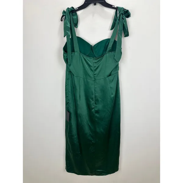 Lulus Graceful Sophistication Emerald Green Satin Tie-Strap Midi Dress XL NWT - Image 9