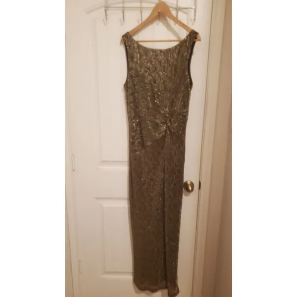 Calvin Klein Women's Faux-Wrap Metallic Dress Black/Gold 14 - Image 3