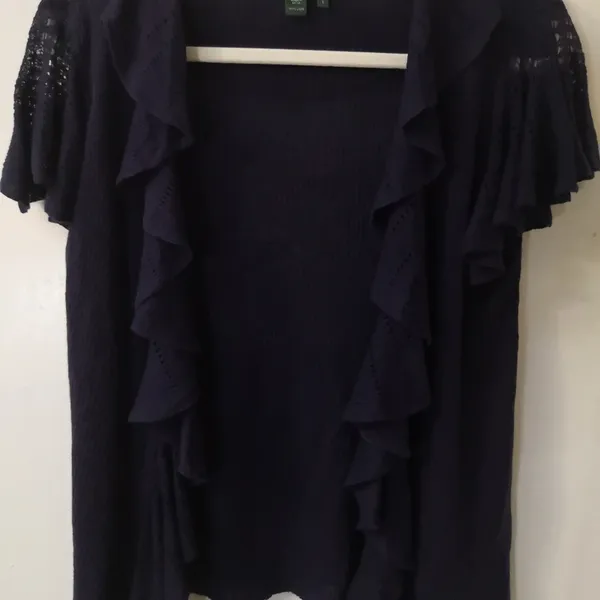 Lauren Ralph Lauren Purple Linen Ruffle Top S Lightweight Classic Heritage Boho - Image 5
