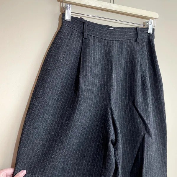 AKA Eddie Bauer wool blend wide leg pinstripe pleated trousers‎ women's 6 petite - Image 2