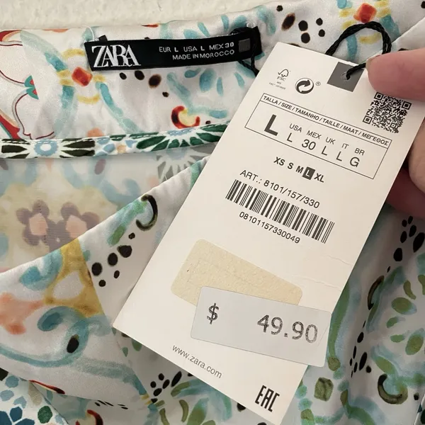 Zara Satin Floral Print Knot Twist Midi‎ Skirt Women's L Sarong Style Boho NWT - Image 8