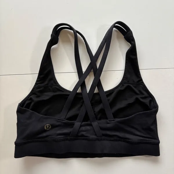 Lululemon Black Strappy Back Sports Bra Women's Size 4 Workout Yoga Athletic‎ - Image 3