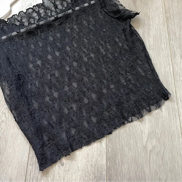 Lace Crop Top high neck sleeveless womens Black (one size) goth dark whimsigoth - Image 3