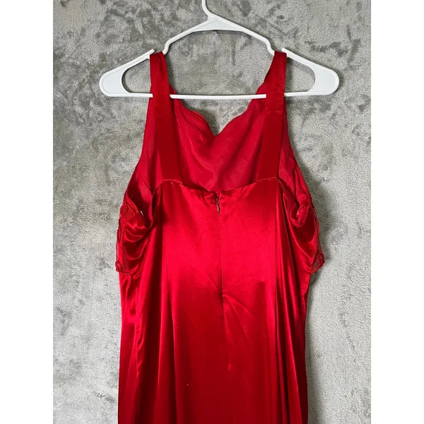 Vintage Jessica McClintock Gunne Sax Red Beaded Satin Formal Gown Medium Y2K New - Image 3