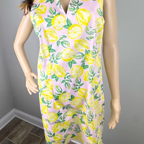 Cynthia Rowley Pink Lemon Print Dress Stretch‎ Sleeveless Sheath Womens Sz 6 - Image 14