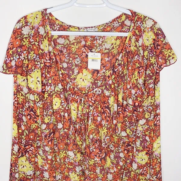 Free People Say it to me red sienna floral printed bodysuit size M - Image 6