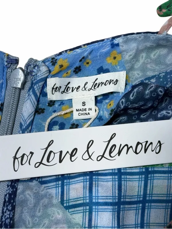For Love & Lemons Blue Patchwork Juniper Romper Womans S - Image 5