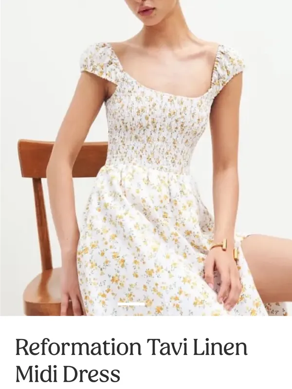 REFORMATION Linen Tavi Dress in floral Adagio Size S - $248. - Image 9