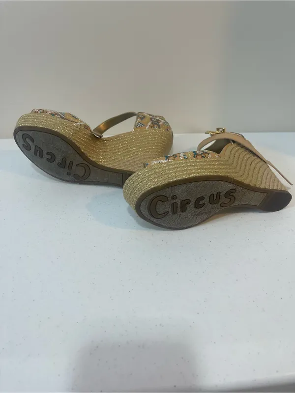 Circus by Sam Edelman Tan Multicolor Embroidered Espadrille Wedges - Image 3