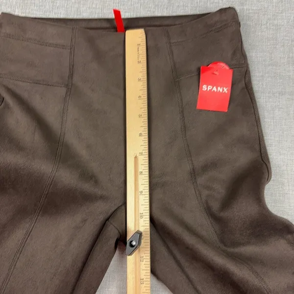 Spanx Faux Suede Leggings Womens Small Brown High Rise Ankle Shaping Pants - Image 3
