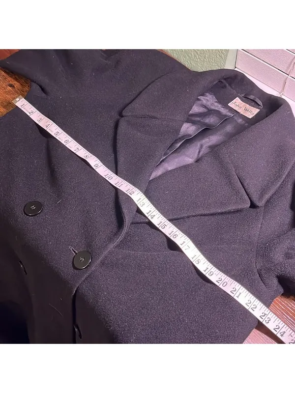 Vintage Cashmere Coat John Weitz Black Double-Breasted Cashmere long Coat - Image 10