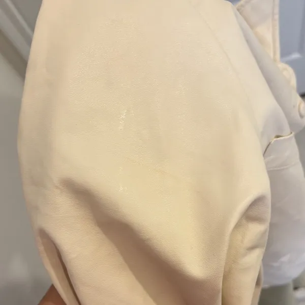 Zara Cream Faux Leather Overshirt Shacket Button Front Jacket XL - Image 6