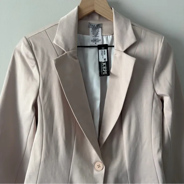 NWT Nakepe Blazer Single Button Front Long Sleeve Collar Pockets Business Office - Image 3