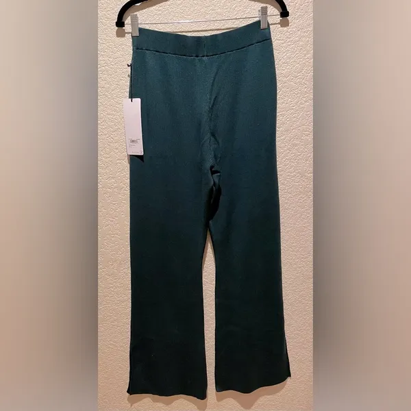 NWT Alo Yoga Knit High Waist Salana Wide Leg Pant Midnight Green Size S - Image 10