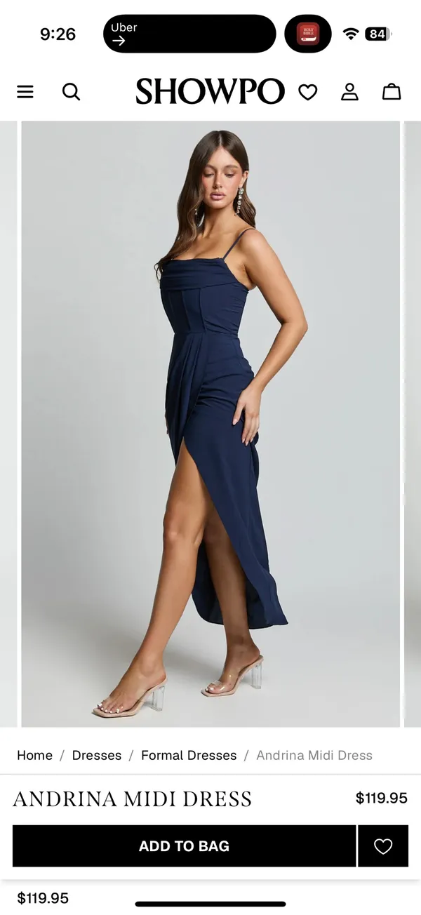 NWT Showpo ANDRINA MIDI DRESS High Low Wrap Corset Dress In Navy - Image 4
