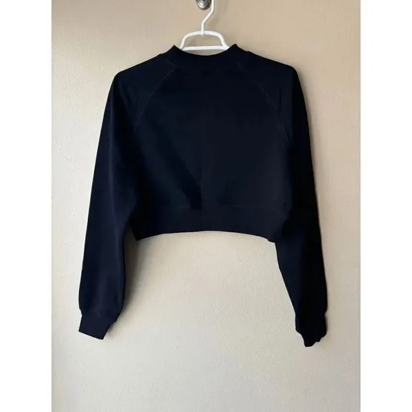 Adam Selman Sport Shrunken Pullover Sweatshirt in Black Womens Size Small - Image 2