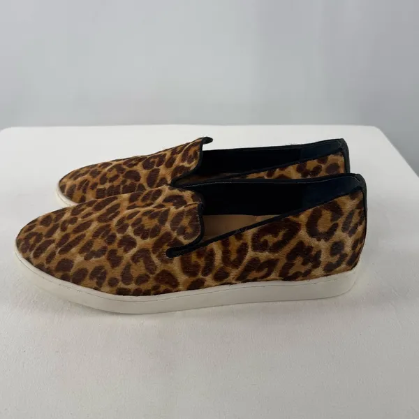 Birdies The Swift Leopard Print‎ Calf Hair Leather Slip On Sneakers Size 8 - Image 3