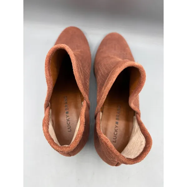 Lucky Brand Womens‎ Booties 8 Baley Cedar Oiled Suede Perforated - Image 4