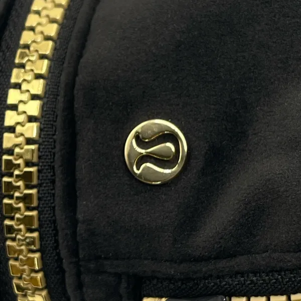 Lululemon Black Velour Nano Backpack Bag Charm with Golden accents - Image 8