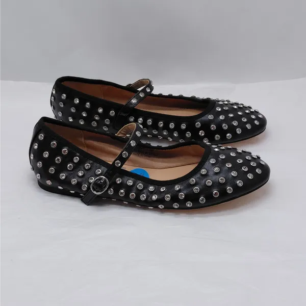 House of Harlow Mary Jane Ballet Flats Size 7.5 Black Rhinestone Y2K Glam Shoes - Image 10