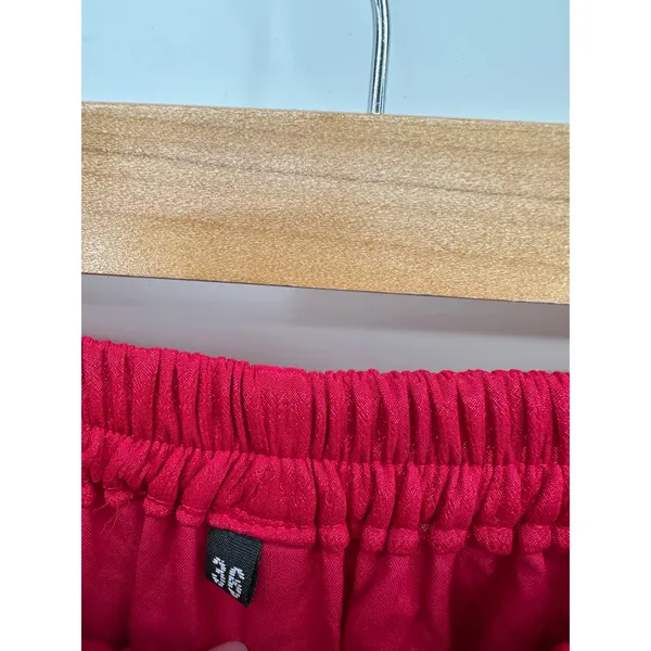Boho Red Pink Wide Leg Ruffle Pants XS Elastic Waist Festival‎ Hippie Flare - Image 6