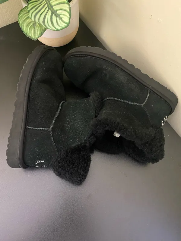 UGG Classic Black Short Womens Boot Crystal Detail, Size 7 - Image 5