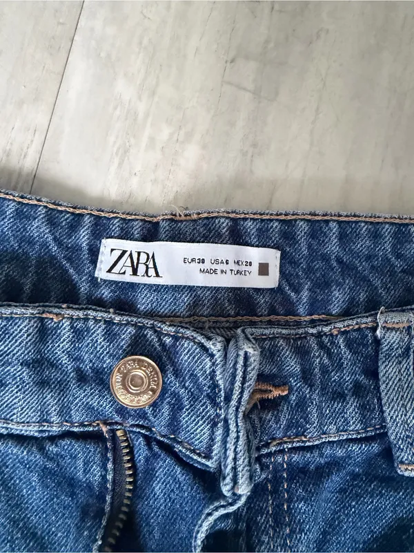 Zara Women’s Relaxed Wide-Leg Denim Jeans - Blue - Image 3