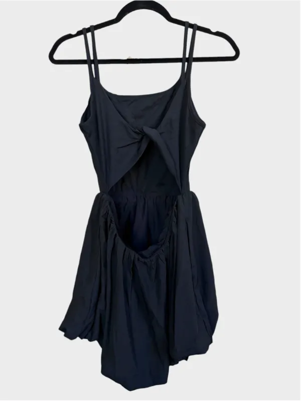 Size M Halara Double Strap Bubble Skirt Mini Dress Black - Image 2