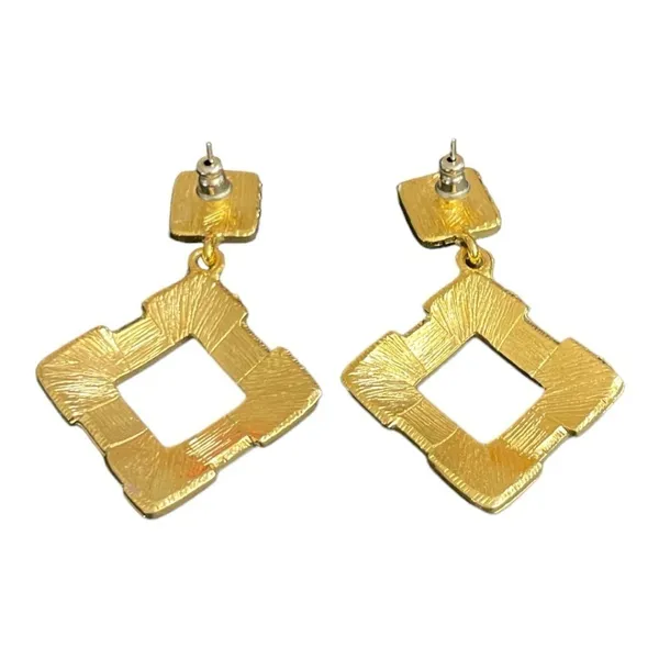 Vibrant Multi Color Resin Gripoix Cabochon Gold Plated Pierced Earrings. - Image 4