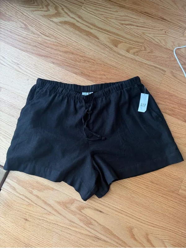 Gap 4” High Rise Pull-On Linen Blend Shorts Black M NWT - Image 4