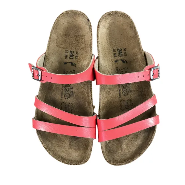 Birkenstock BIRKI'S Leather Strapy Sandal L6/M4 Coral Everyday Resort Coastal Made In German - Image 4