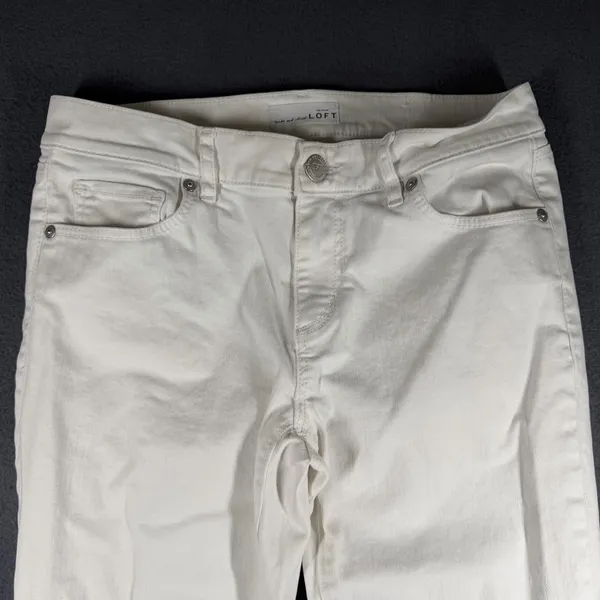 Ann Taylor LOFT Modern Straight Jeans Womens 4 27 White Mid Rise Raw Hem Denim - Image 2