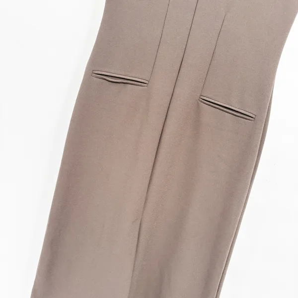 Zara Womens Brown Mock Neck Minimalist Career Sleeveless Front Slit Midi Dress S - Image 5