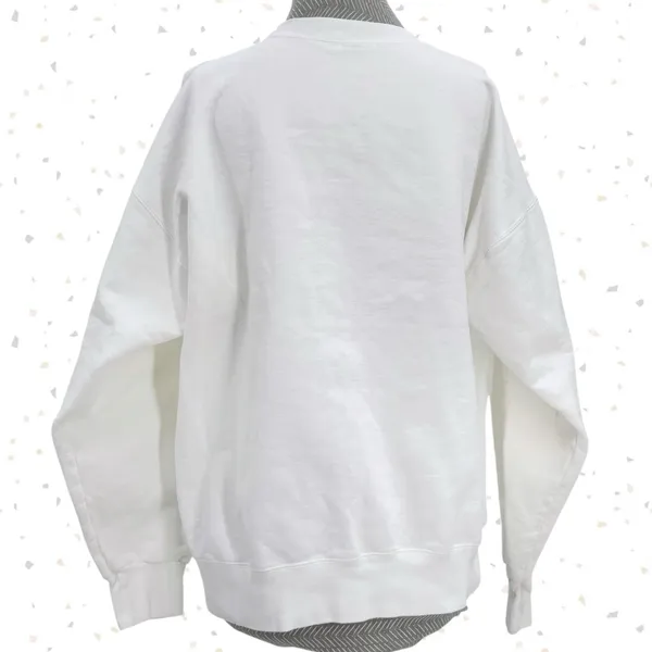 The Bar Varsity Sweatshirt White Monochrome Oversized Crewneck Pullover Size L - Image 2