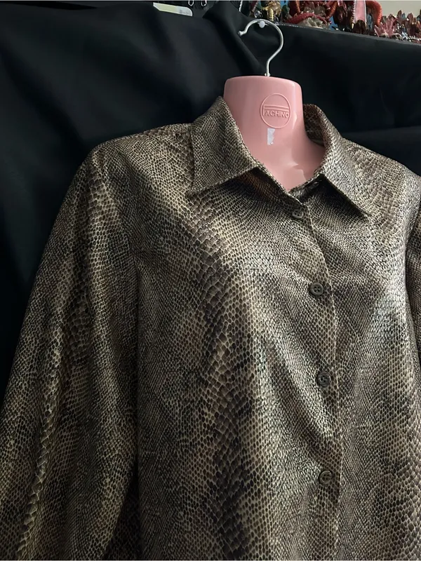 Harve Benard Holrzman Vintage Womens Snake-Print Button Front Jacket - Image 5