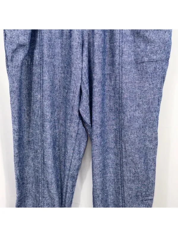 Old Navy Linen Blend Pull-On Cropped Pants Women’s Large Blue Chambray - Image 3
