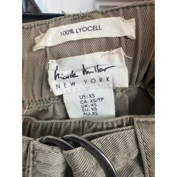Nicole Miller New York Womens XS Lyocell Jogger Pants Tan Paperbag Waist Belted‎ - Image 6