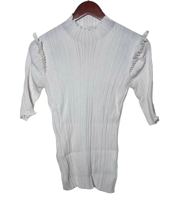 HOLZWEILER Taiger Knit Tee in off white ecru sz M - Image 3