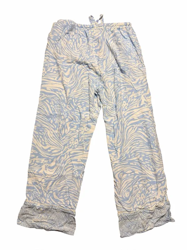 Maaji Wide Leg Pajama Set Size Small Blue and White Print - Image 7