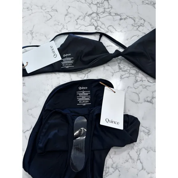NWT Quince Black Knot Tie Bikini Top & High Rise Bottom Set Size Small - Image 3
