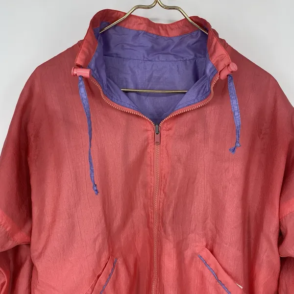 Vintage 90s Reversible Windbreaker Jacket Pink Purple Colorblock Large - Image 6