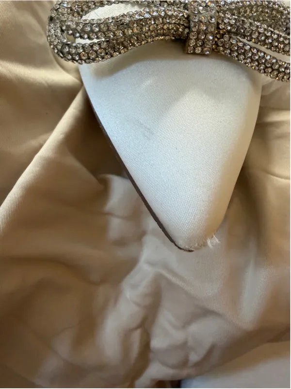 Dream Paris NEW White Wedding Kitten Rhinestone Bow Ankle Strap Closed 2.76”Heels - Image 7