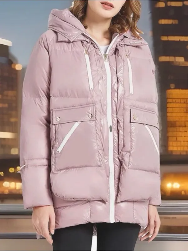 Orolay Women’s Size M Thickened Down Hooded Jacket. Mauve. Front zipper. NWT - Image 4