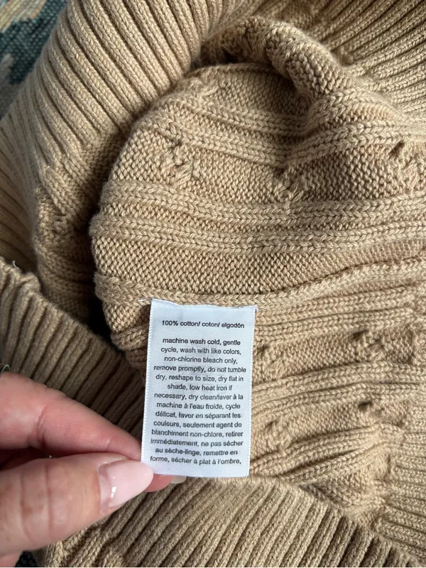 NEW Tommy Hilfiger Beige Cable Knit V-Neck Sweater Tank Size Small - Image 9