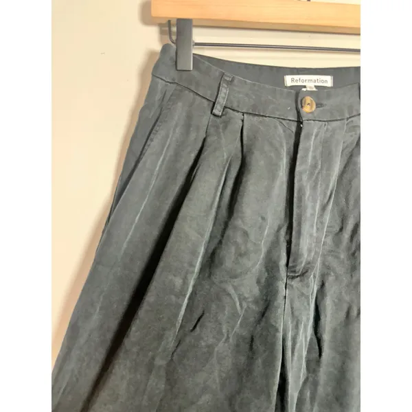 Reformation Mason Pant Black High Waisted Wide Leg Pleated Trousers 4P - Image 5