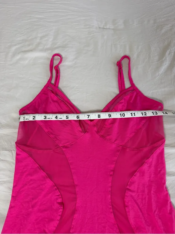 Hot Pink Mesh‎ Panel Mini Dress - Image 6