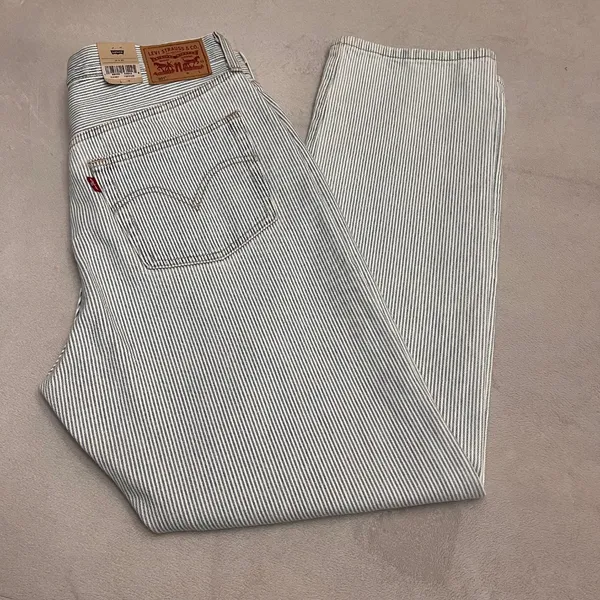 Levi's 501 Original Fit Women Size 31X30 Striped Denim Button Fly Straight Leg - Image 8