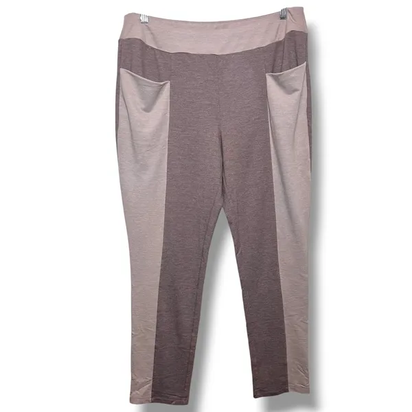 LOGO Lounge by Lori Goldstein Purple Block Knit Elastic Waist Pants Large - Image 3